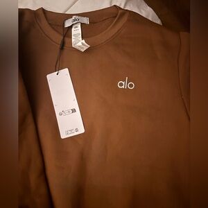 ALO Yoga Womans Brown Crewneck Sweatshirt and sweatpant set size medium